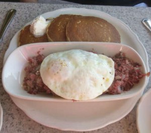 Corned Beef hash, a fattening but tasty breakfast